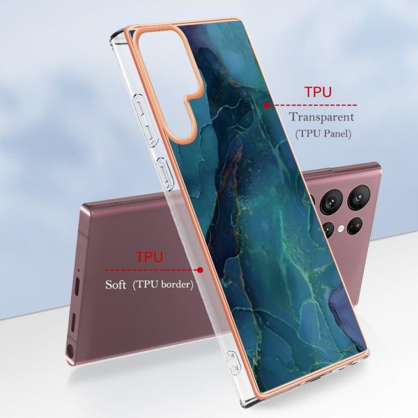 Marble Samsung Galaxy S22 Ultra Etui - Grøn Green