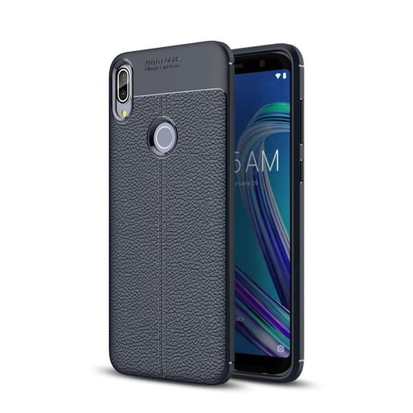 Asus ZenFone Max Pro (ZB602KL) mobilskal silikon litchi textur - Mörkblå Blå