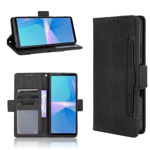 Modern-styled Læder Pung Etui til Sony Xperia 10 Iii - Sort Black