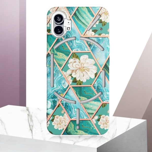 Marmormotiv Nothing Phone (1) skal - Blå Blommor Blå