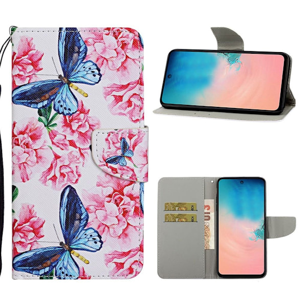 Wonderland Samsung Galaxy Note 20 Flip Etui - Sommerfugl og Blomst Multicolor