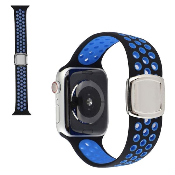 Apple Watch 40mm dual tone in multi-hole silicone watch strap - Black / Blue Blå