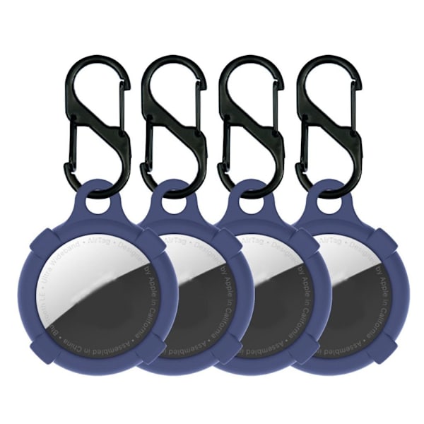 4 st AirTags silikonskydd med krok - Blå Blå