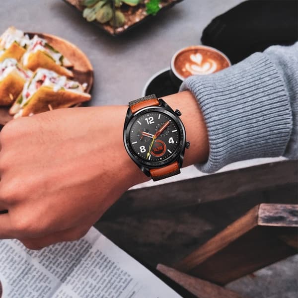 Huawei Watch GT / GT 2 42 / 46mm / Magic ægte læder urrem Black