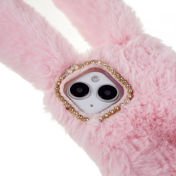 Fluffy Rabbit iPhone 14 skal - Rosa Rosa