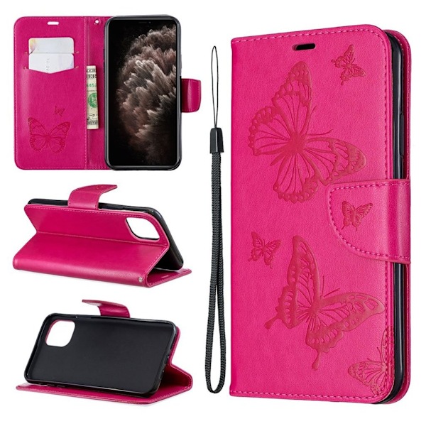 Butterfly iPhone 11 Pro Max kotelot - Ruusu Pink