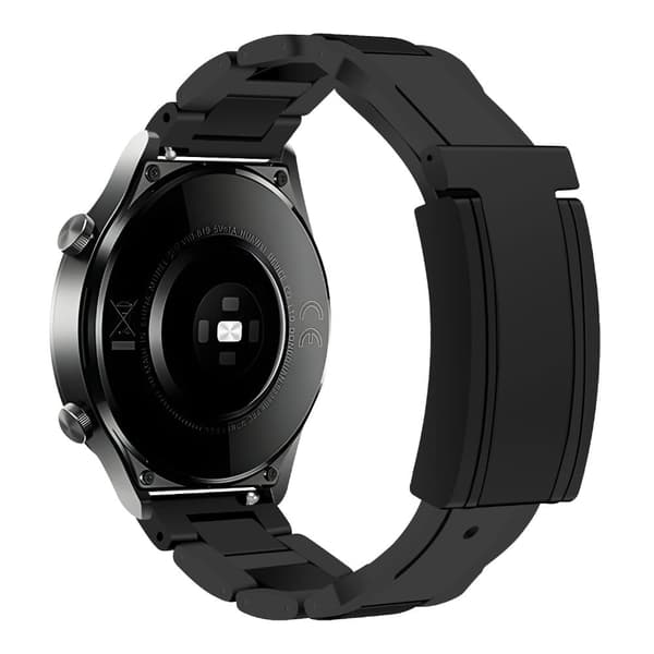 Huawei / Samsung 22mm Universal Watch Band T-Shaped Magnetisk Buckle rustfrit stål + gummirem - Sort Black