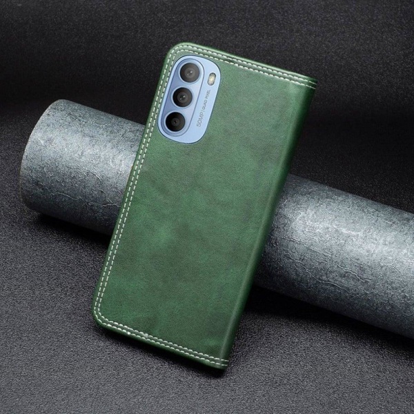 BINFEN kaksivärinen nahkakotelo Motorola Moto G41 / Motorola Moto G31 - Vihreä Green