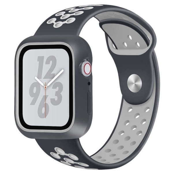 Apple Watch Series 4 40mm kaksisävyinen silikoninen ranneke - Musta / Harmaa Silver grey