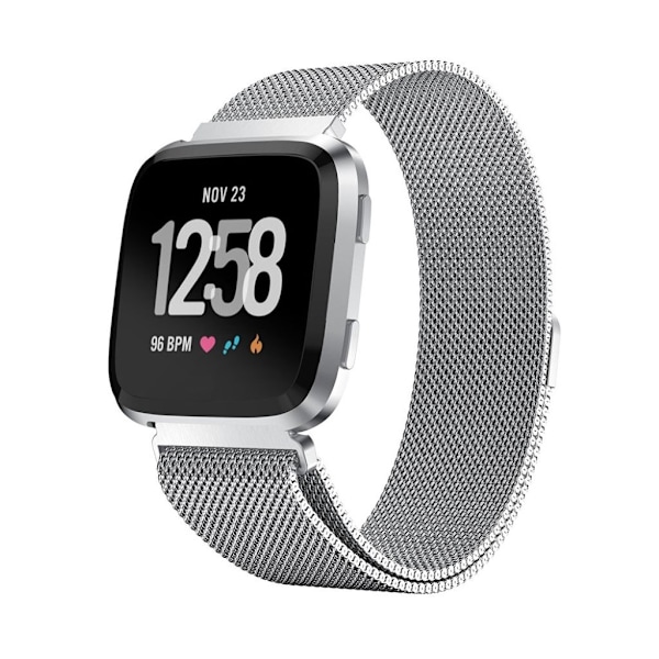 Fitbit Versa klockarmband meshlänk rostfri stål magnetisk - Silver Silvergrå