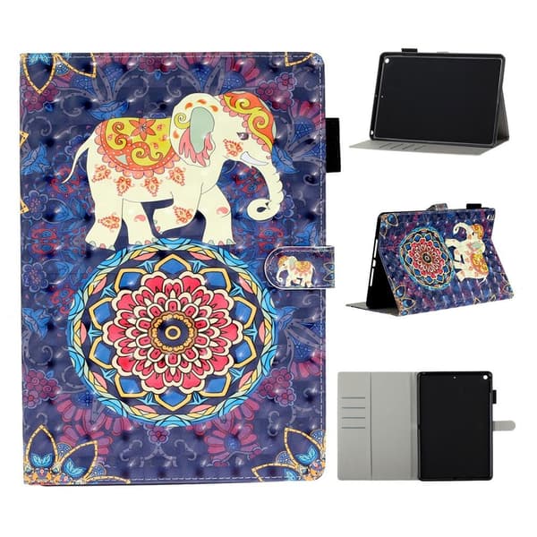 iPad 10.2 (2019) lys spot decor mønster læder etui - Elefant Multicolor