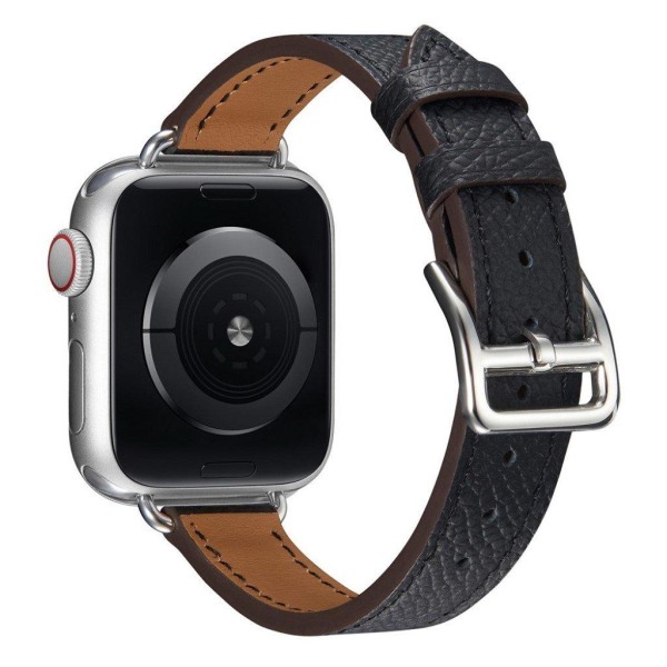 Urrem i læder med krydsstruktur til Apple Watch 42mm - 44mm - So Black