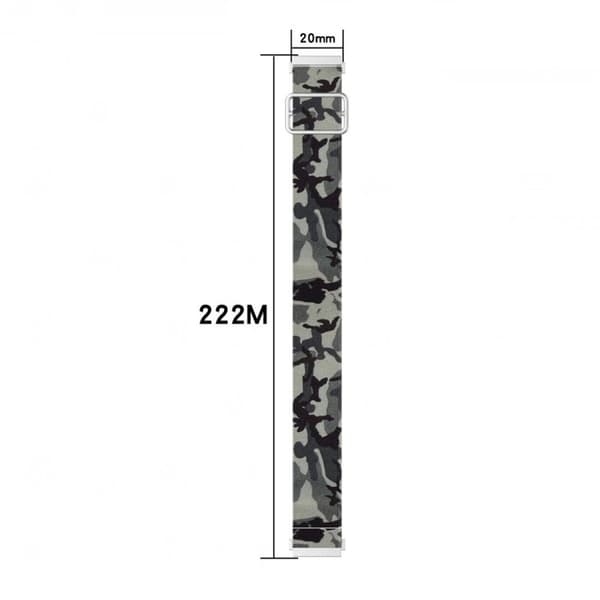 22mm nailon kellonauha Huawei ja Samsung kellolle - Naamiointi Harmaa Silver grey