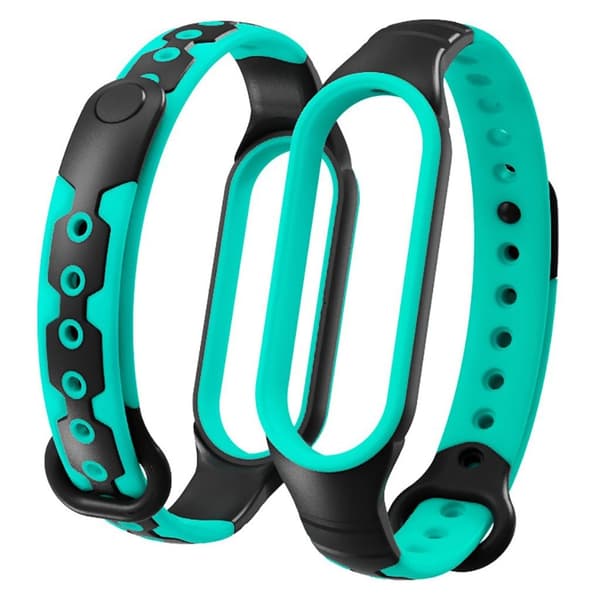 Xiaomi Mi Smart Band 6 kaksivärinen silikonikellon ranneke - Musta / Vihreä Multicolor