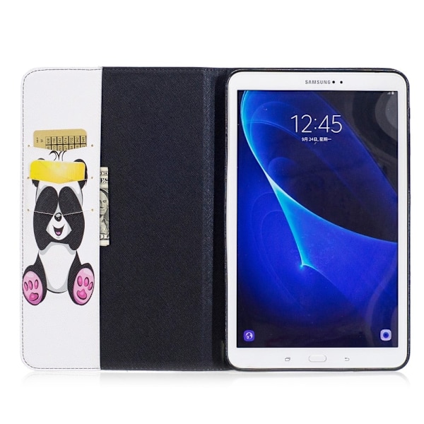 Samsung Galaxy Tab A 10.1 (2016) uniikki nahkakotelo - Söpö panda White