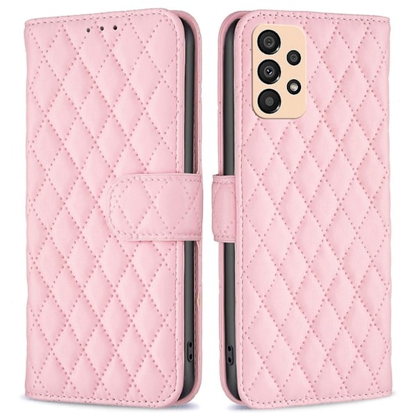 Matt Samsung Galaxy A33 5G fodral med rombmönster - Rosa Rosa