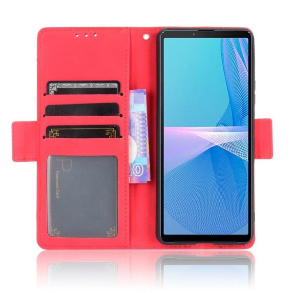 Modernt Sony Xperia 10 III fodral med plånbok - Röd Röd