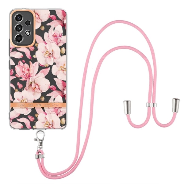 Ohut ja kestävä pehmeä kansi, jossa on kiinnityslenkki Samsung Galaxy A53 5G:lle - Vaaleanpunainen Gardenia Pink