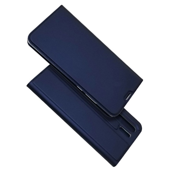 Huawei P30 Pro auto-absorberet læder flip etui - Blå Blue