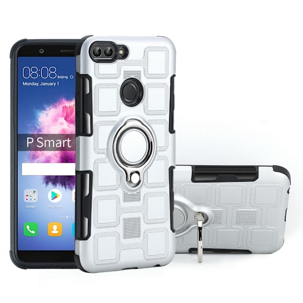 Huawei P Smart Geometrisk Mønster Hybrid Etui - Sølv Silver grey