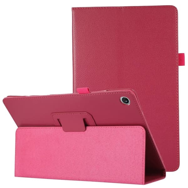 Sammenleggbart etui med Lichi-tekstur for Lenovo Tab M10 Plus (Gen 3) - Mørkeblå Pink