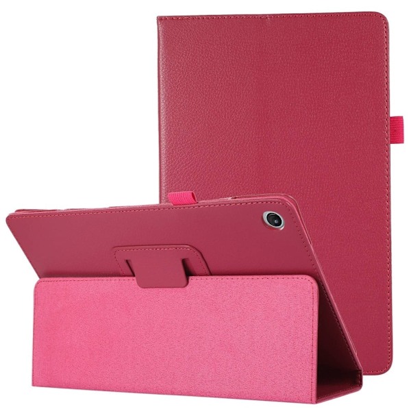 Vikbart fodral med Lichi-textur för Lenovo Tab M10 Plus (Gen 3) - Mörkblå Rosa