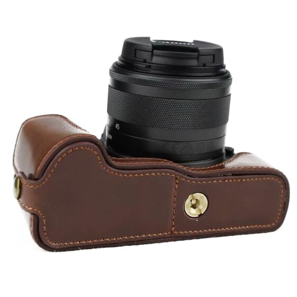 Canon EOS M50 kameraskydd nederdel konstläder flanell - Kaffe Brun
