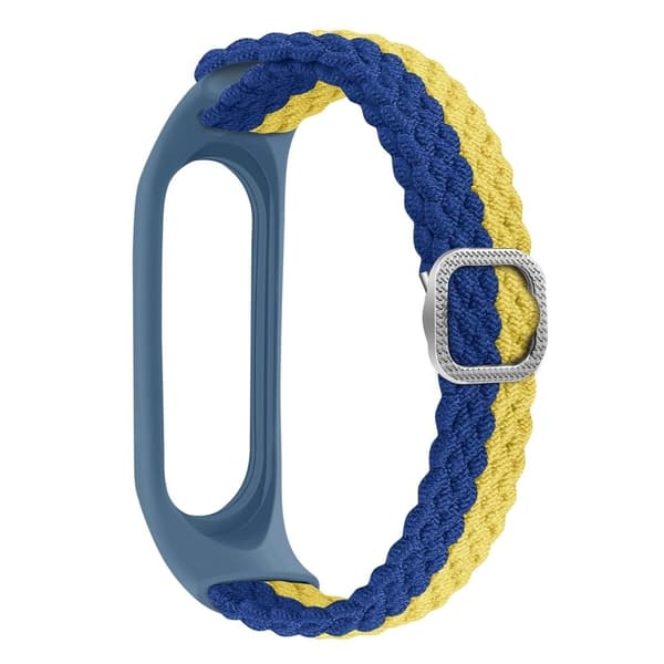 Xiaomi Mi Smart Band 6 / 5 / 4 nylonfarve kontrast urrem - Blå / Gul Multicolor