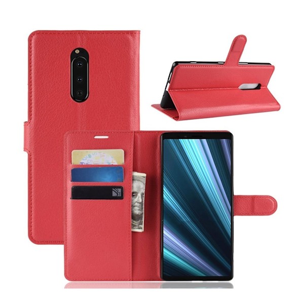 Sony Xperia XZ4 litchi skin læder flip etui - Rød Red