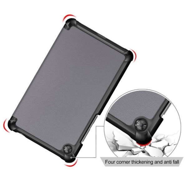 Lenovo Tab M7 tri-fold durable leather flip case - Grey Silvergrå