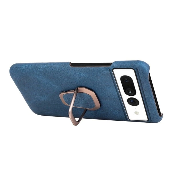 Shockproof leather cover with oval kickstand for Google Pixel 7 Blå