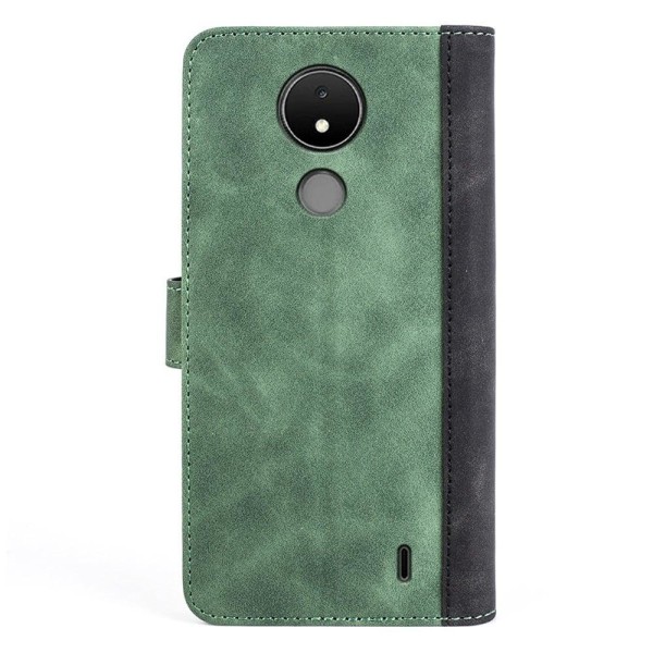 Kaksivärinen nahkainen läppäkotelo Nokia C21 - Vihreä Green