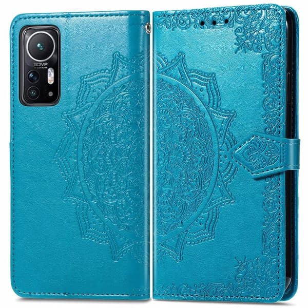 Mandala läder Xiaomi 12 / Xiaomi 12X fodral - Blå Blå
