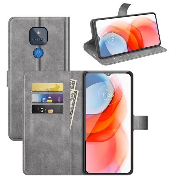 Wallet-style Læder Etui til Motorola Moto G Play (2021) - Grå Silver grey
