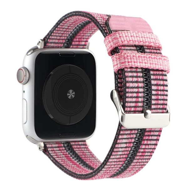 Apple Watch (41mm) stribet nylon-urrem - Lyserød Pink