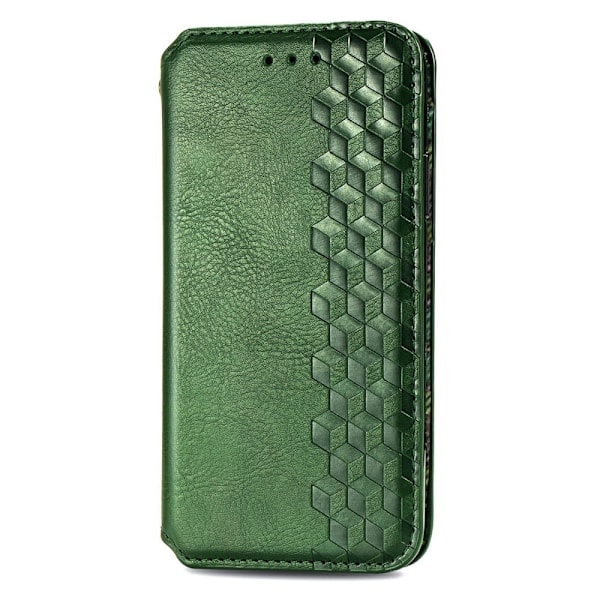 Nahkakotelo With A Stylish Rhombus Imprint For Samsung Galaxy A54 - Vihreä Green