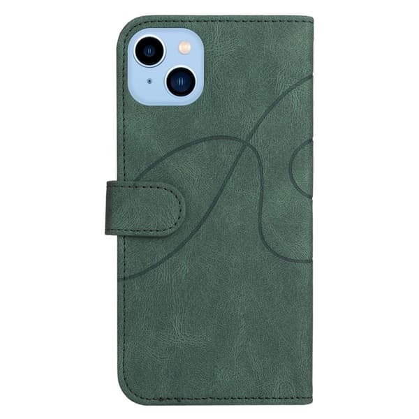 Teksturoitu nahkakotelo hihnalla iPhone 14 Plus - Vihreä Green