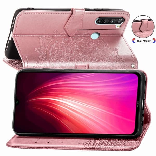 Mandala Xiaomi Redmi Note 8 Flip etui - Rødguld Pink