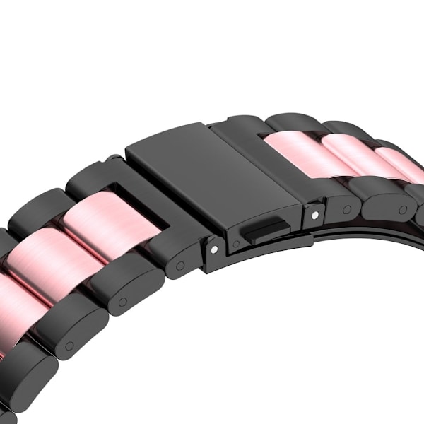 22 mm klockarmband i rostfritt stål med vikbart spänne för Garmin-klocka - Svart / Rosa / Svart multifärg
