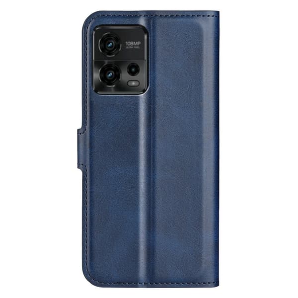 Hållbart konstläder Motorola Moto G72 fodral med plånbok - Blå Blå