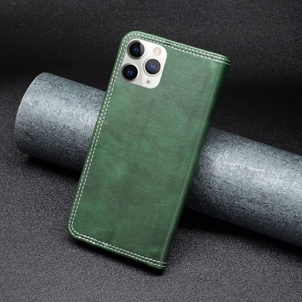 BINFEN tvåfärgat läder iPhone 11 Pro Max fodral - Grön Grön