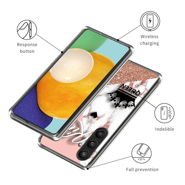 Deco Samsung Galaxy S23 FE kotelot - Marmorinen Kruunu Pink