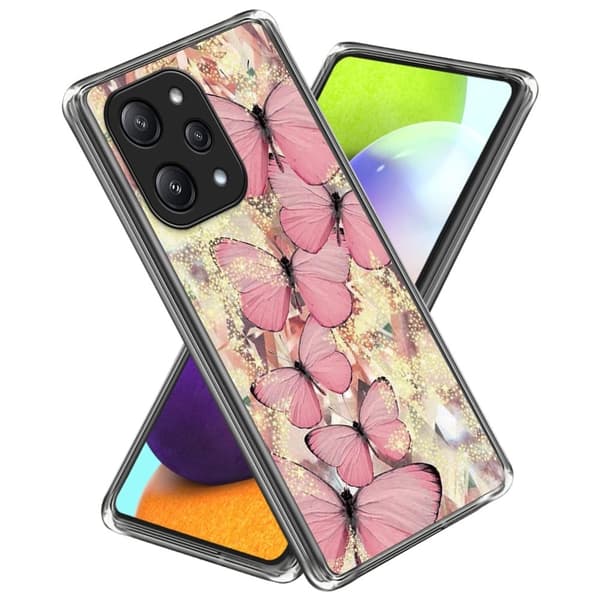 Deco Xiaomi Redmi 12 / Xiaomi Poco M6 Pro deksel - Rosa Sommerfugler Pink