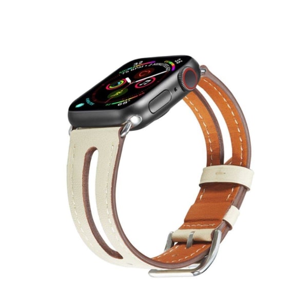 Apple Watch Series 5 44mm læder Læder Urrem - Beige Beige