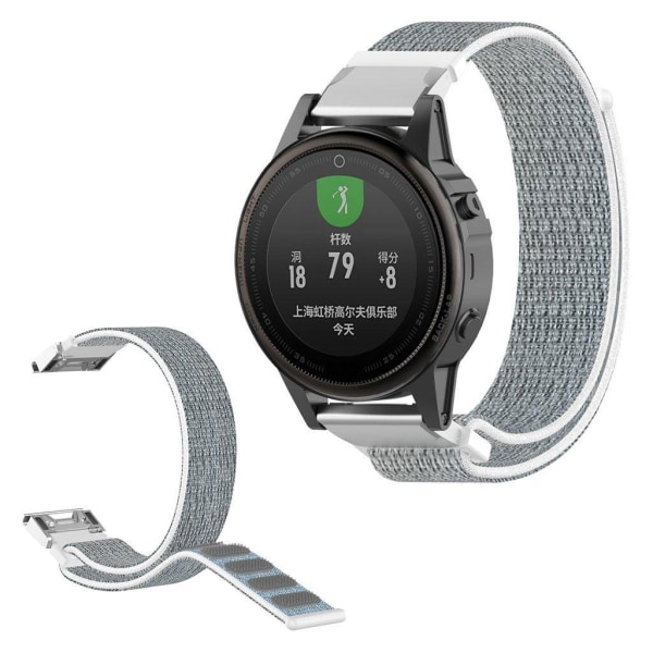 Garmin Fenix 6S / Fenix 5S Plus nylon loop watch band - White / Silvergrå