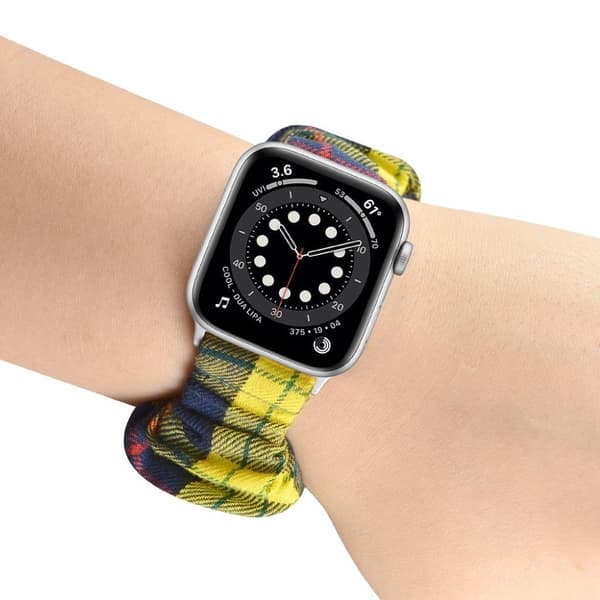 Apple Watch 42mm - 44mm elastisk urrem i hårbåndsstil - Gul + Gul Yellow