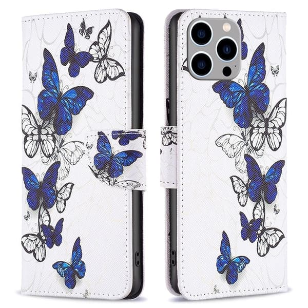 Wonderland iPhone 14 Pro Max flip etui - Sommerfugle White