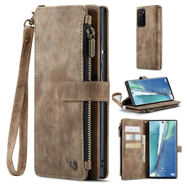 CaseMe vetoketjullinen lompakko-puhelinkotelo Samsung Galaxy Note 20 Ultra 5G - Ruskea Brown