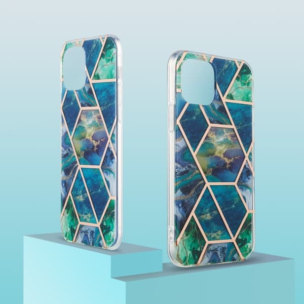 Marble iPhone 13 Pro Max Suojakotelo - Sininen / Vihreä Multicolor