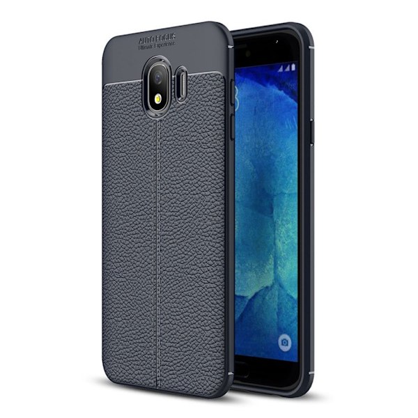 Samsung Galaxy J4 (2018) skal med mjuk litchi textur - Mörkblå Blå
